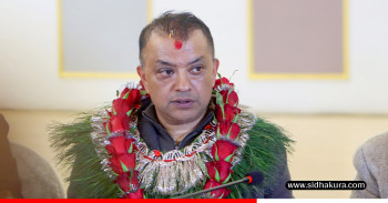 नवनिर्वाचित कांग्रेस सभापति थापाले पदभार ग्रहण गर्दै