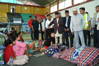 राष्ट्रपति पौडेलद्वारा बाढी प्रभावित क्षेत्रको अवलोकन