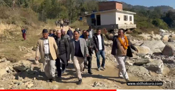 मन्त्री घिसिङद्वारा बाढी पहिरो प्रभावित क्षेत्रको निरीक्षण
