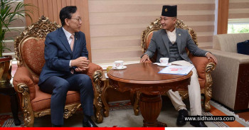 गृहमन्त्री गुरुङ र कोरियाली राजदूत पार्क ताय योङबीच शिष्टाचार भेटवार्ता