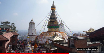 स्वयम्भू महाचैत्यमा ८४ हजार सयपत्रि फूल अर्पण(तस्बिरहरु)