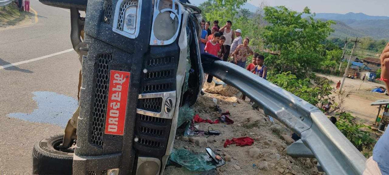 स्कोर्पियो दुर्घटना हुँदा १ जनाको मृत्यु, ६ जना घाइते