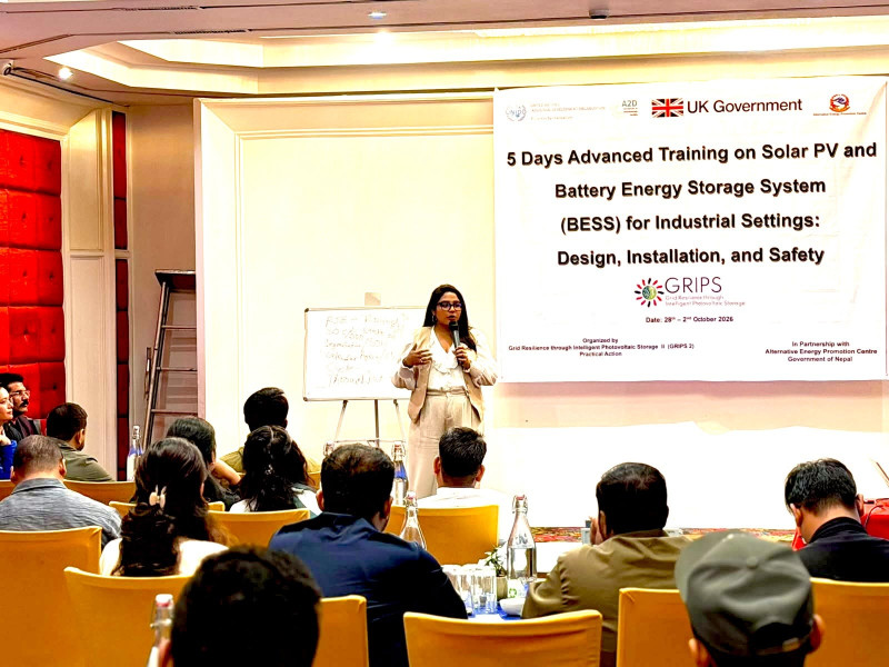 औद्योगिक क्षेत्रमा सौर्य तथा ब्याट्री ऊर्जा प्रविधि प्रवर्द्धन गर्न एईपिसीद्वारा ४५ इन्जिनियरलाई उच्चस्तरीय तालिम