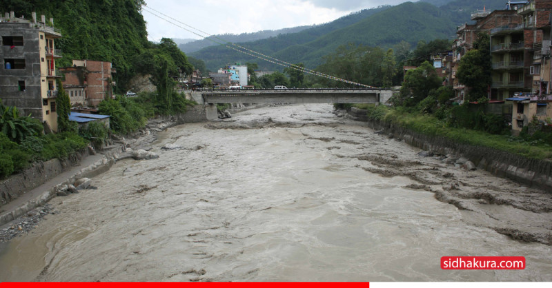 घट्दो क्रममा भोटेकोशीको बाढी, त्रिशूली नदीको यस्तो छ हाल (तस्बिरहरू)