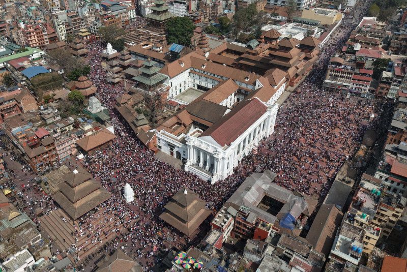 बसन्तपुर दरबार स्क्वायरमा देखिएको होली पर्वको रौनक(ड्रोन तस्बिरहरु)