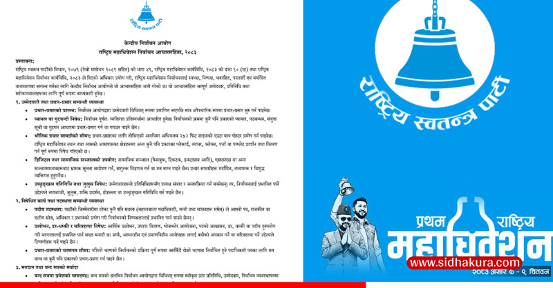 रास्वपा महाधिवेशन निर्वाचन आचारसंहिताः  प्यानल बनाउन बन्देज, राजकीय पदको प्रभाव पार्न नपाइने