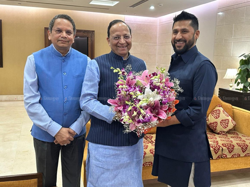 रास्वपा सभापति लामिछाने नयाँ दिल्लीमा, भाजपा महासचिव र विदेश विभाग प्रमुखद्वारा स्वागत