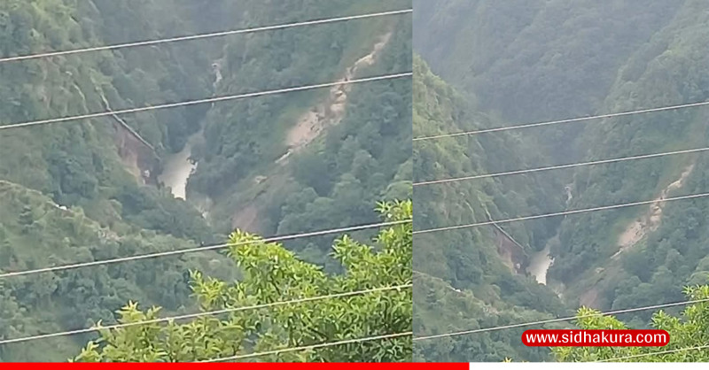 सोलुखुम्बुको हुङ्गा खोला पहिरो खसेर थुनियो, दुधकोशी तटीय क्षेत्रमा हाई अलर्ट जारी
