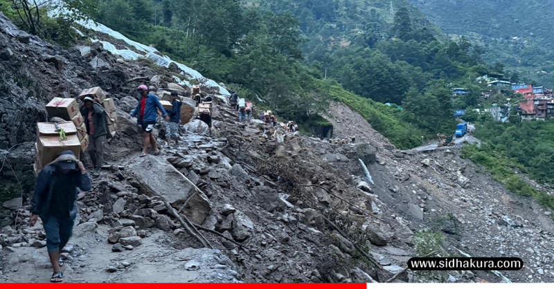 एक महिनादेखि इकोको पहिरोमा कैद अरनिको राजमार्ग (तस्बिरहरु)