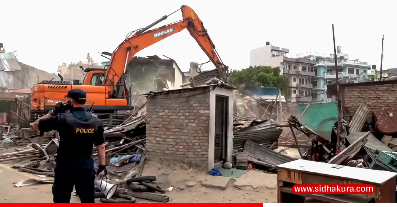 गैरीगाउँको सुकुम्बासी बस्तीका अवैध संरचना भत्काउन सुरु