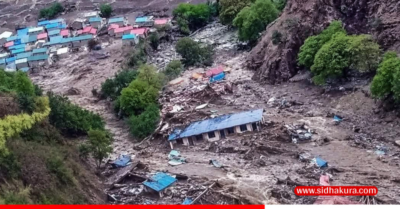 हुम्लामा एक्कासि ठूलो वर्षा,  पहिरोले बगायो विद्यालय भवनसहितका संरचना