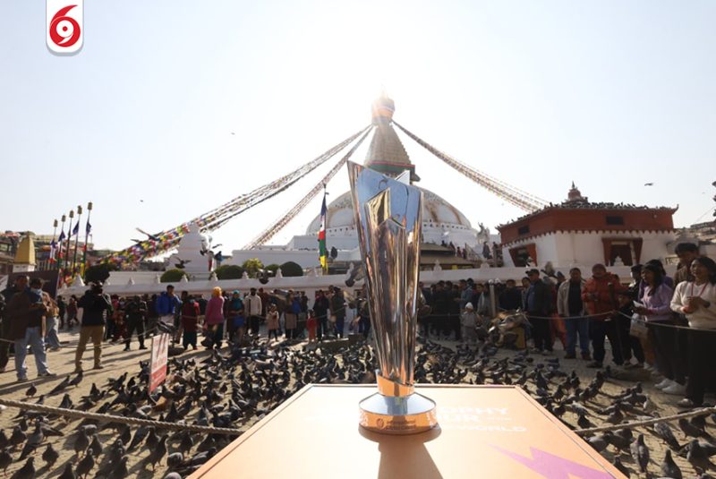 आईसीसी टी–२० विश्वकप क्रिकेटको ट्रफी बौद्धमा प्रदर्शन(तस्बिरहरु)