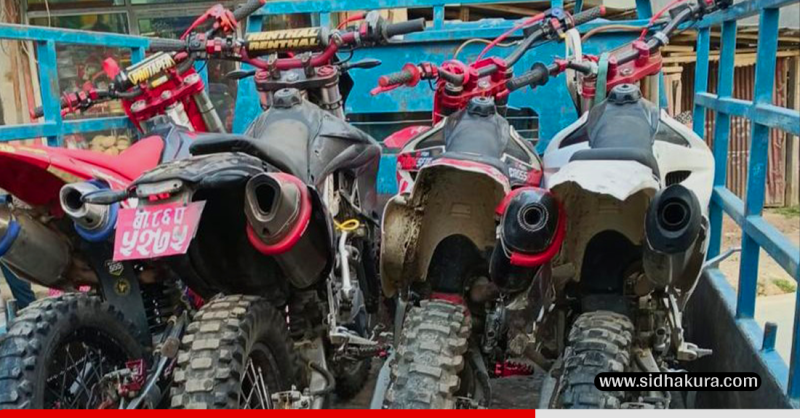 चर्को आवाज निकालेर ध्वनि प्रदूषण गराउने आठ मोटरसाइकल प्रहरी नियन्त्रणमा