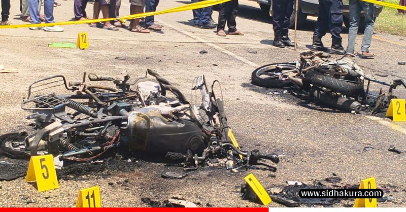 महोत्तरीमा मोटरसाइकल दुर्घटना हुँदा जलेर मृत्यु भएकाको पहिचान खुल्यो