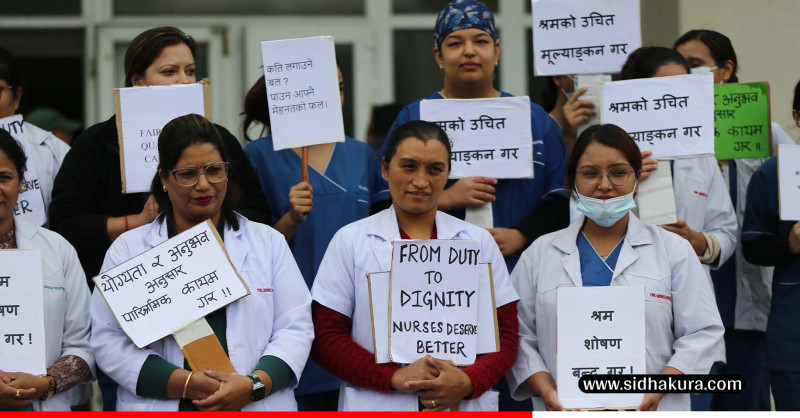 देशभर चर्किदै नर्सहरुको आन्दोलन, माग सुनुवाई नभए कडा कदम चाल्ने चेतावनी