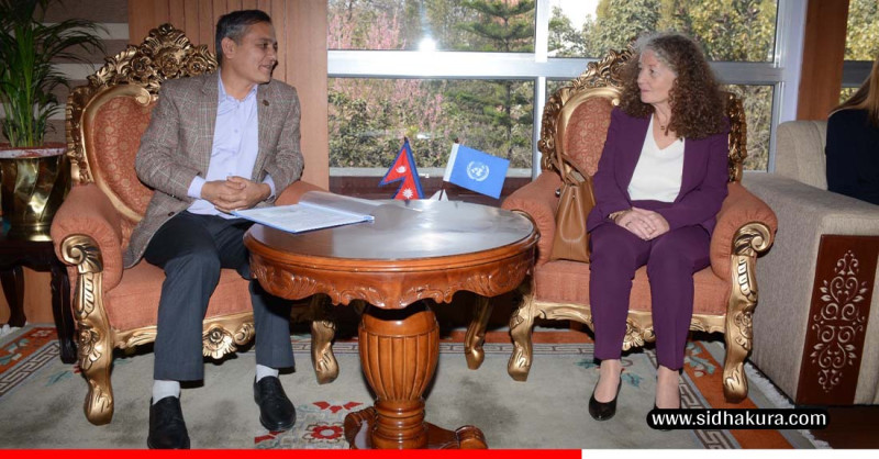 गृहमन्त्री अर्यालसँग संयुक्त राष्ट्रसङ्घ, नेपालका आवासीय संयोजकको भेट