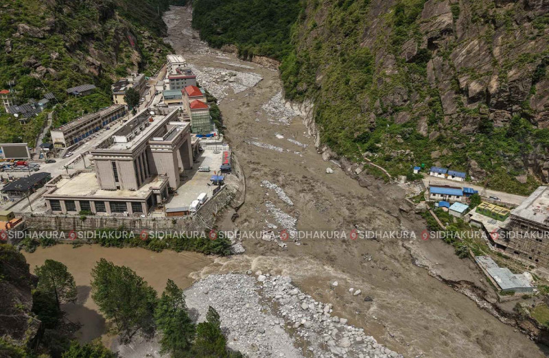 रसुवामा बाढीको वितण्डा, टिमुरे भन्सार क्षेत्र ध्वस्त (ड्रोन भ्यु )