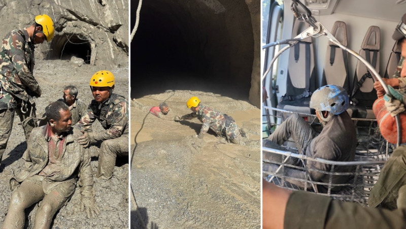 टनेलमा फसेका मजदुर र स्थानीयको उद्धारमा सेना विहानैदेखि सक्रिय