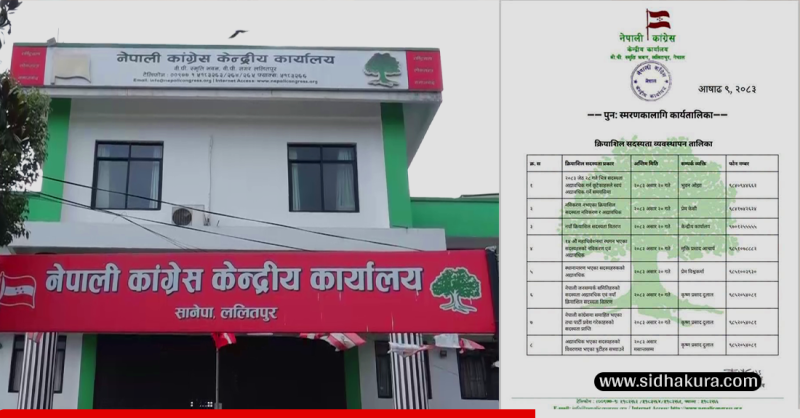 कांग्रेसमा सदस्यता अद्यावधिक गर्न २० असारसम्म समय