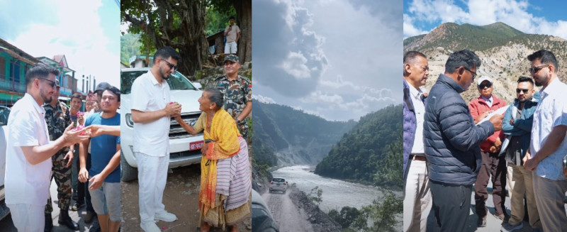 आफैँ गाडी चलाएर कर्णाली पुगेका मन्त्री सुनिल लम्साल, अब सडक राम्रो बनाएरै छाड्ने