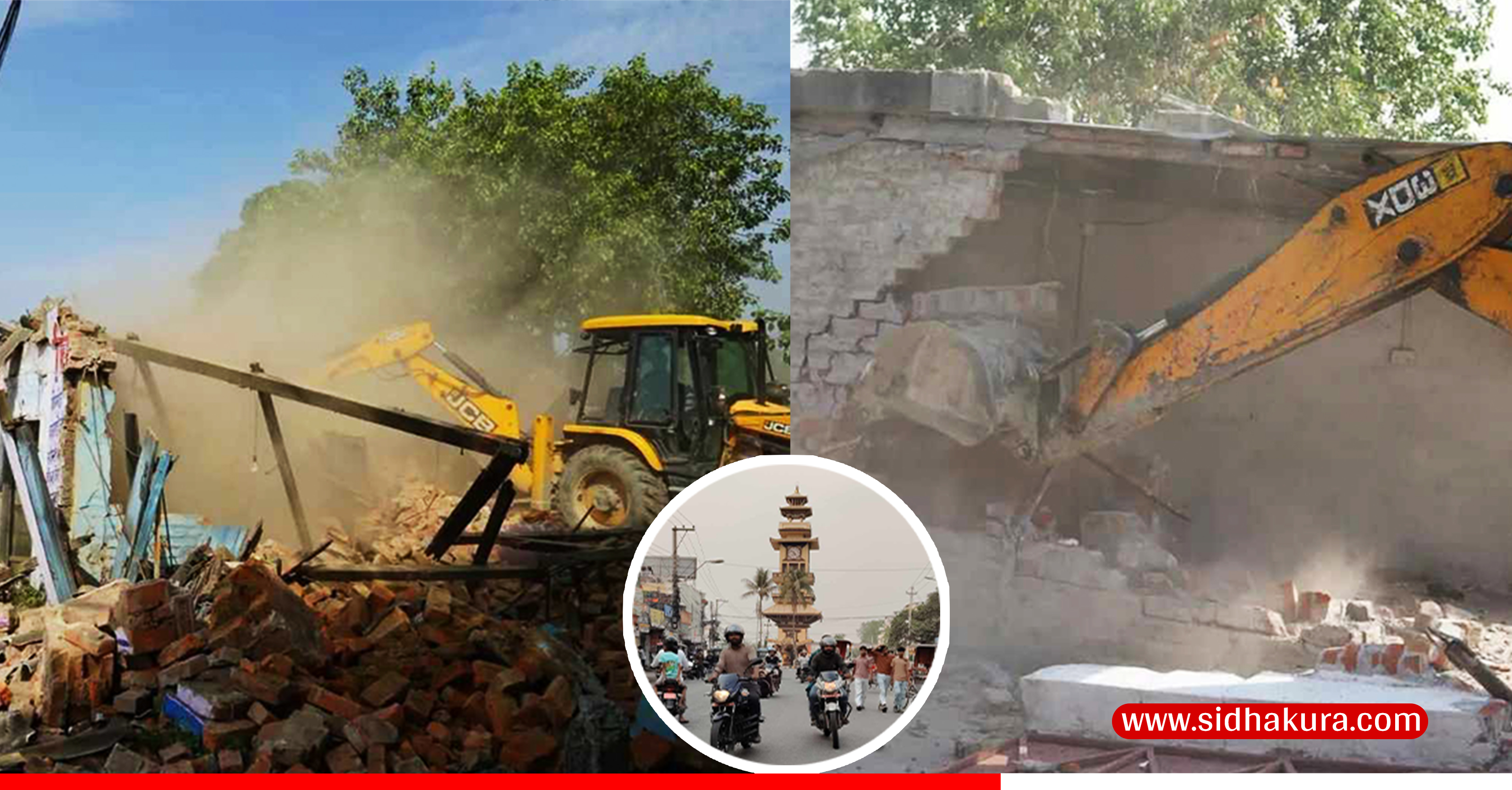 वीरगंजमा बिहानै घरटहरा भत्काउन सुरु