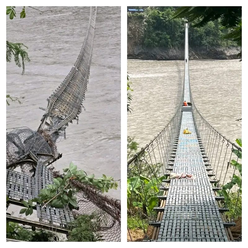 बाढीले क्षतिग्रस्त पिमलटार–जागाराम झोलुङ्गे पुलको मर्मत सकियो, दुई दिनभित्र सञ्चालनमा आउने