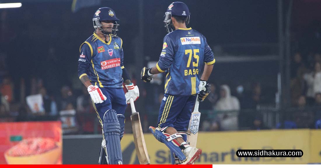 एनपिएलः विराटनगर किङ्ग्सले लुम्बिनीविरुद्ध ब्याटिङ गर्दै