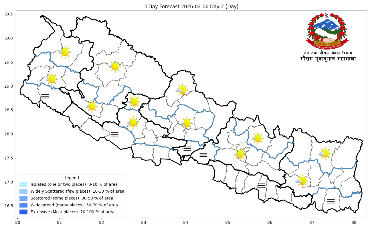 आज तराईमा हुस्सु लाग्ने, पहाडी र हिमाली क्षेत्रमा मौसम सफा रहने