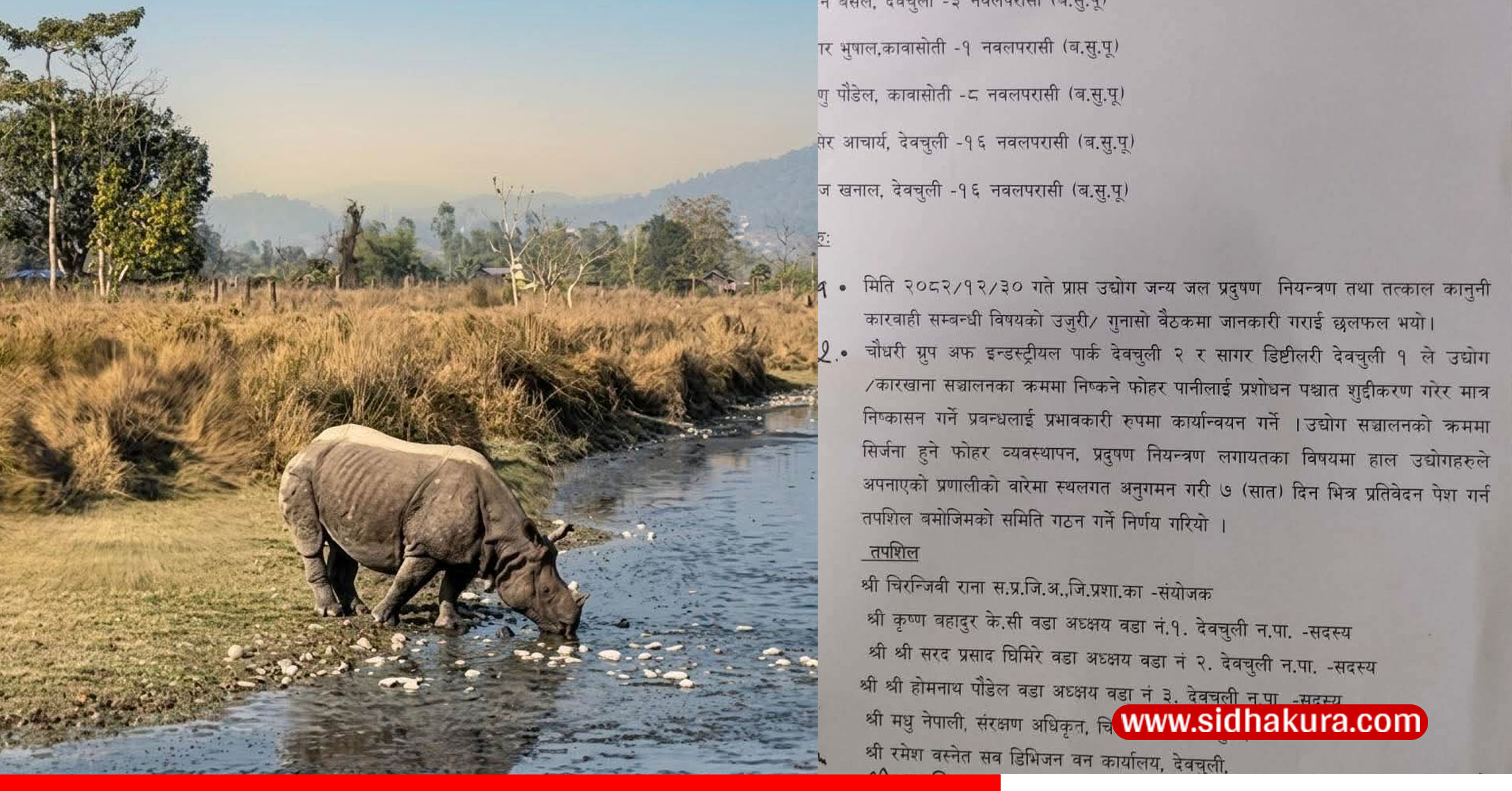गैँडाको स्वास्थ्यमा असर पर्नेगरी जलप्रदूषण गर्ने चौधरी 'ग्रुप'माथि बालेन सरकारको एक्सन