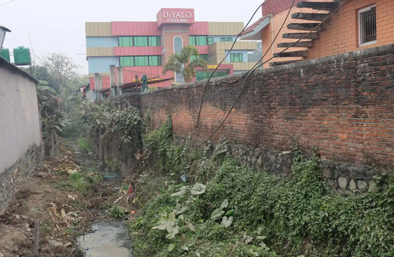 भरतपुरमा पु्ङ्गीखोला अतिक्रमण, वडा कार्यालयनै खोला माथि
