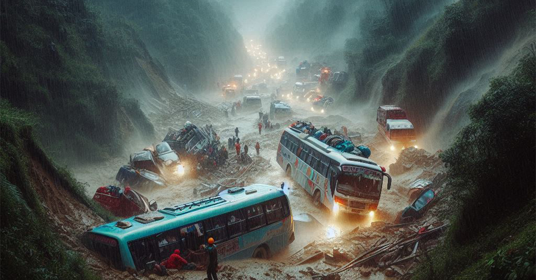 नारायणगढ–मुग्लिन सडकमा पहिरोले दुईवटा बस बगायो,त्रिशूलीमा खसेको आशंका