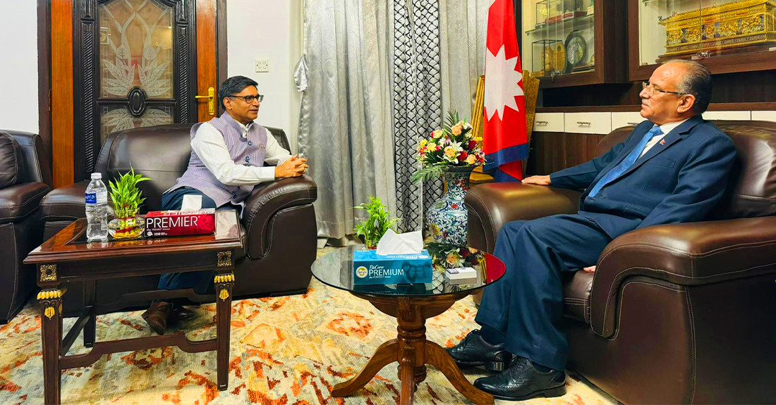 अध्यक्ष दाहालसँग भारतीय विदेश सचिवको शिष्टाचार भेट
