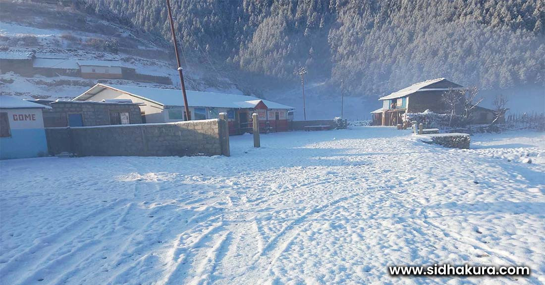 ढोरपाटनमा व्यापक हिमपात, जनजीवन प्रभावित