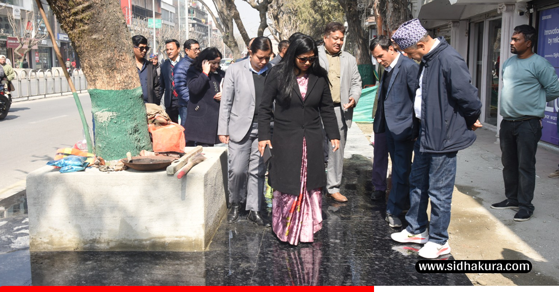 दरबारमार्गको फुटपाथमा ५ करोड बढी लागतमा ग्रेनाइड बिछ्याउन सुरु