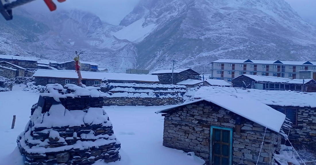 उत्तरी गोरखाको नुब्री भ्यालीमा हिमपात, हर्षित स्थानीय