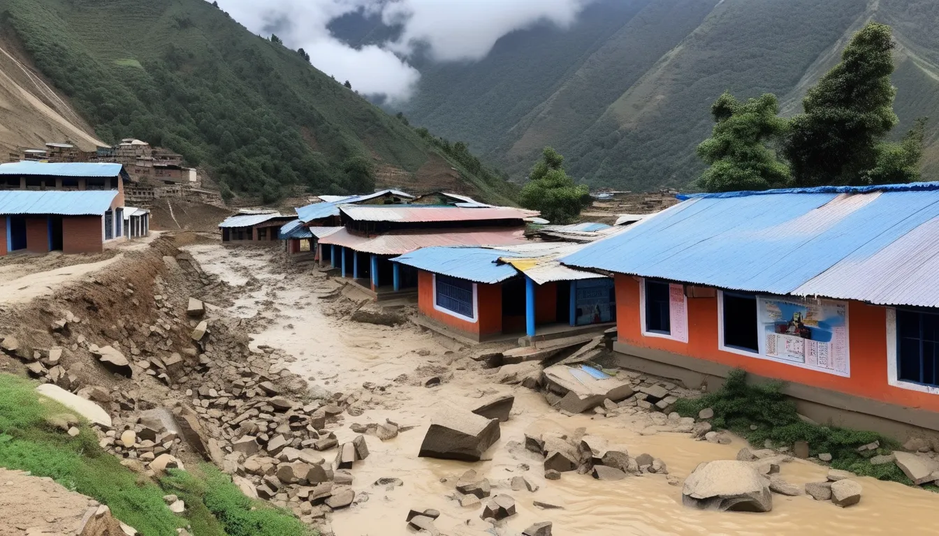 अविरल वर्षाले बाटो भत्किँदा दुई दिनदेखि विद्यालय बन्द