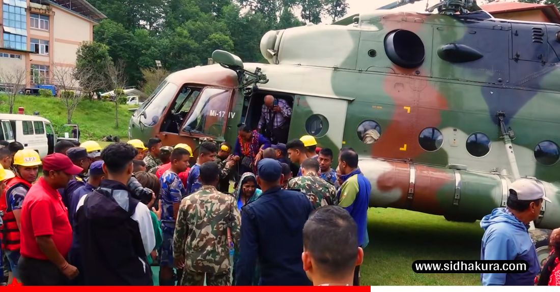 काभ्रेमा सेनाको हेलिकप्टरबाट ८ सय जनाको उद्दार