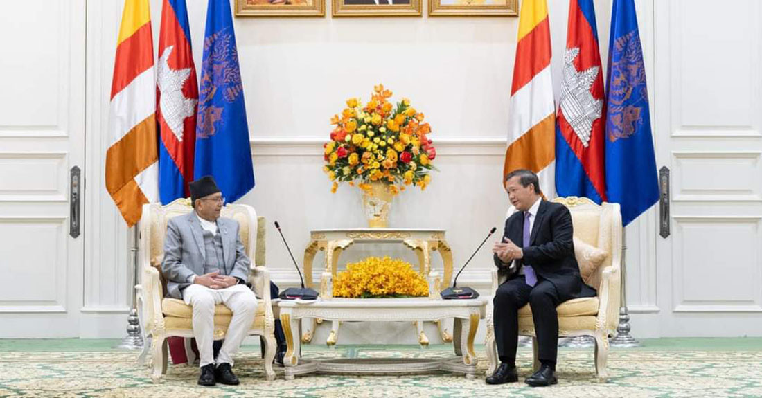 सभामुख घिमिरे र कम्बोडियाका प्रधानमन्त्रीबीच भेट, लुम्बिनी–अंगकोर सिधा हवाई उडान सुरु गर्न पहल