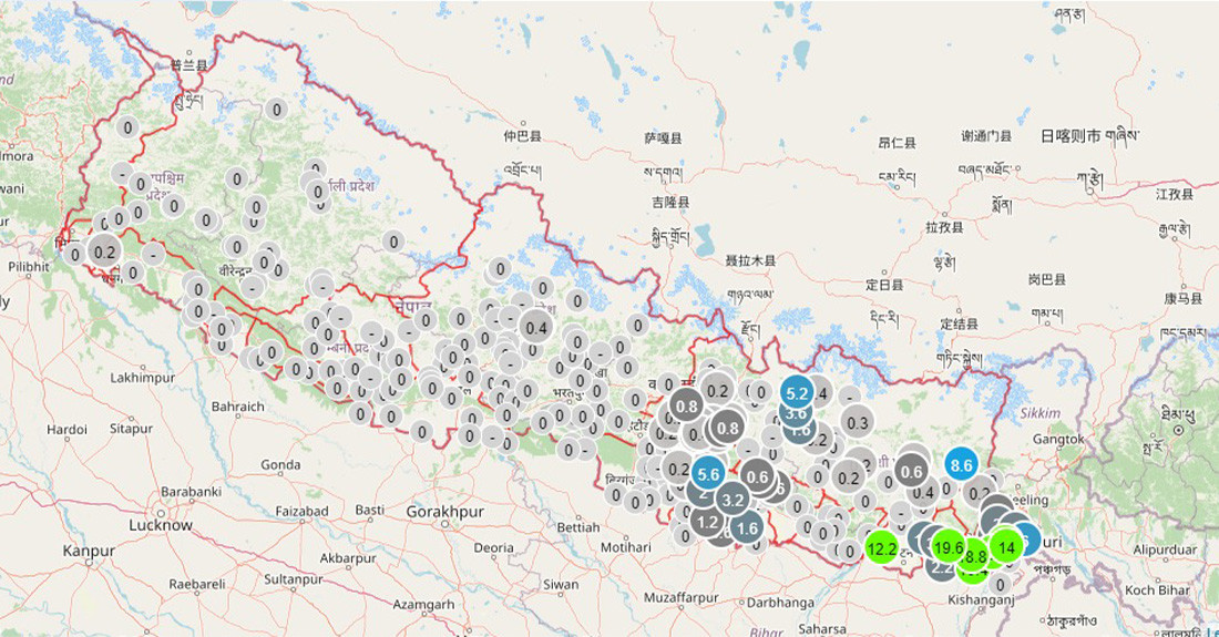पाँच प्रदेशका केही स्थानमा मुसलधारे वर्षा हुने पूर्वानुमान