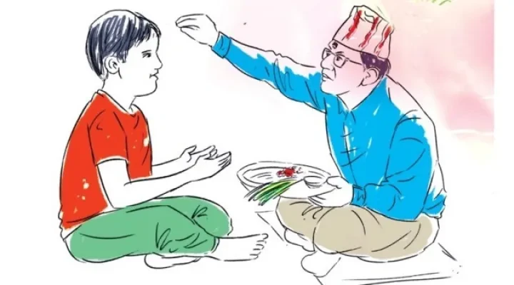 विजयादशमीमा टीका लगाइदिँदा आशीर्वाद दिने  मन्त्र