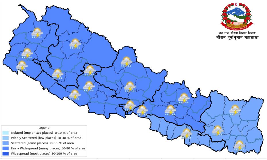 दाङ, बाँके, बर्दियामा अति भारी वर्षा