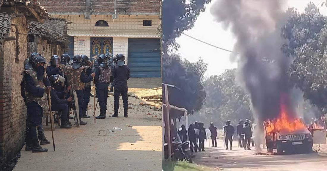 रौतहटमा कर्फ्यू आदेश जारी, दुई स्कारपियो र मोटरसाइकलमा आगजनी