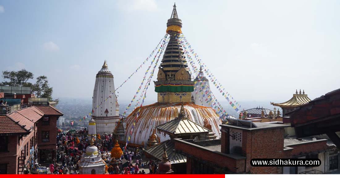 स्वयम्भू महाचैत्यमा ८४ हजार सयपत्रि फूल अर्पण(तस्बिरहरु)