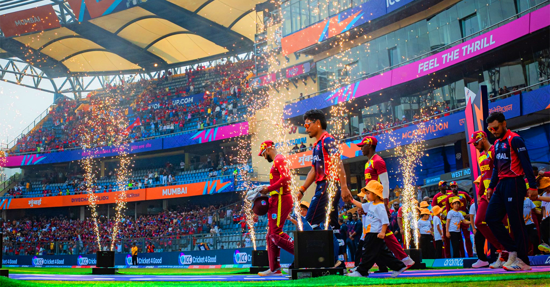 विश्वकप क्रिकेटः वेस्टइन्डिजविरुद्ध नेपाल ब्याटिङ गर्दै